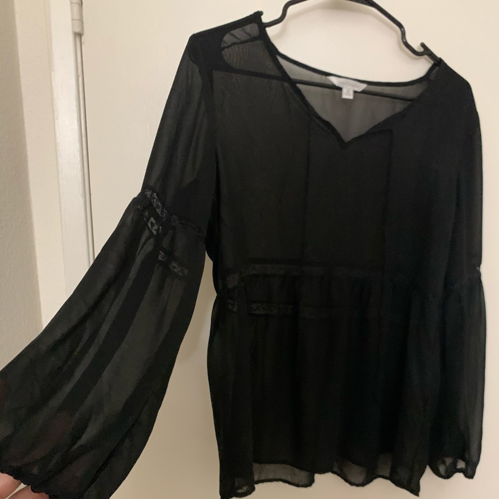 Black see through blouse